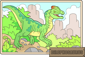 prehistoric dinosaur dilophosaurus, illustration design