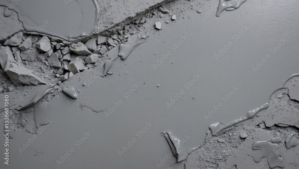 Aufkleber polished gray cement surface with scattered rocks and texture variations in a flat perspective ideal