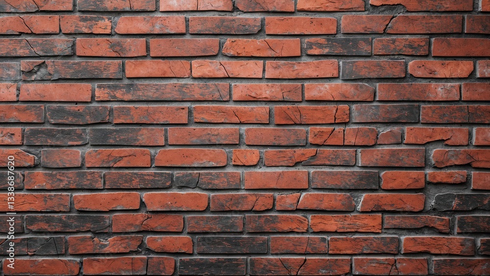 Poster rustic red and brown brick wall texture with scratches and cracks, ideal for background use in vario