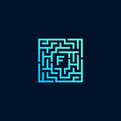 Abstract Maze Square Design With Gradient Colors