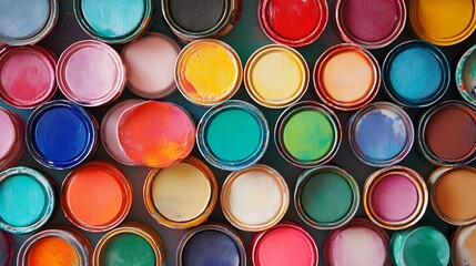 Fototapeta premium Collection of Assorted Paint Cans