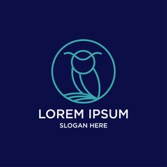 Abstract Minimalist Logo Design With Circle And Teal Owl