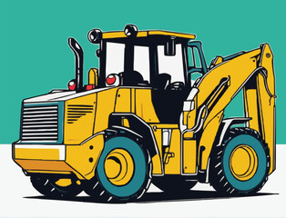Powerful Loader in Action - Construction Equipment Illustration