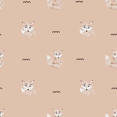 Sweet fox pattern design in soft watercolor style for fabric and wrapping use