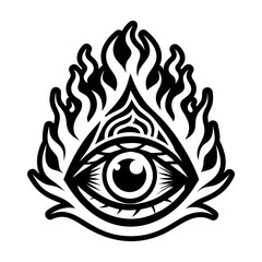 A glyph style icon of burning eye tattoo