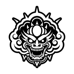 A solid style icon of evil head symbol