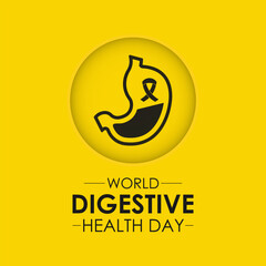 World Digestive Health Day Banner and web design. Digestive Wellness Starts Here Support Stomach Health Awareness month is May. Banner poster, flyer and background design template.