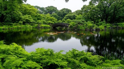 Tranquil reflection in nature japanese garden scenic view serene environment peaceful concept for relaxation