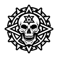 A filled style icon of skull tattoo