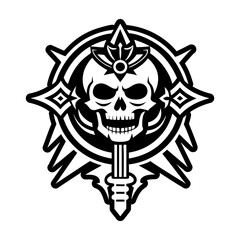 A glyph style icon of skull sceptre symbol
