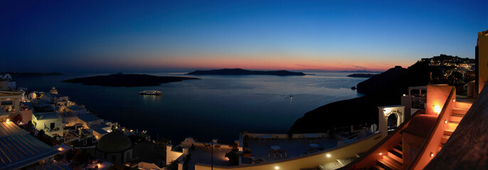 Insel Santorin bei Nacht, Kykladen, Griechenland, Europa, Panorama  © Aggi Schmid