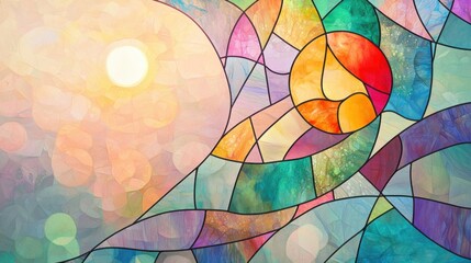 Vibrant stained glass art gallery artwork colorful close-up beauty