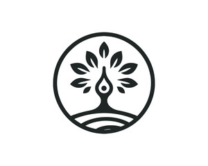 tree yoga logo design icon symbol vector illustration. 