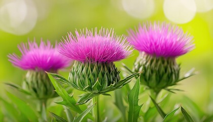 Obraz premium Purple Milk Thistle Flower Blooming - Natural Herbal Remedy Close-up