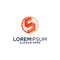 Abstract Orange And Red 3d Letter S Logo Design