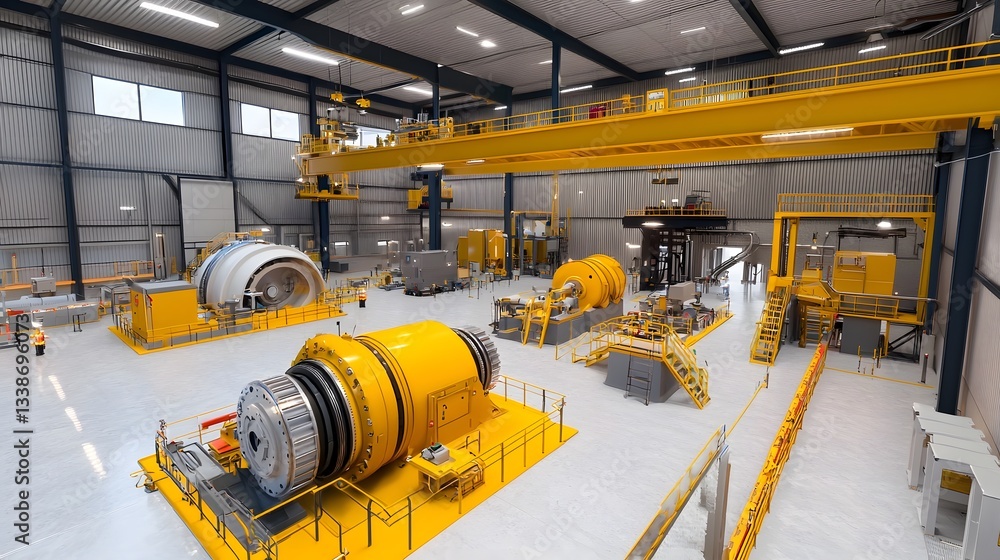 Poster advanced 3d diesel generator system in a futuristic high efficiency industrial setting backup power 