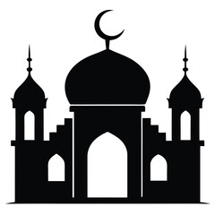 a black and white silhouette of a mosque