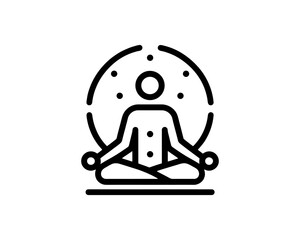 Yoga logo design icon symbol vector illustration. a person in a Lotus Pose. International Yoga Day, meditation, relaxation, and healthy lifestyle.