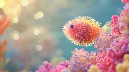 Fototapeta premium Vibrant fish swimming among coral reefs underwater scene nature