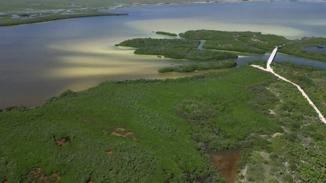 Sian Ka'an lagoon quintana roo mexico aerial drone footage