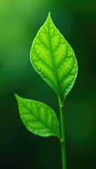 Delicate green leaves unfolded from a slender stem, stem, bloom
