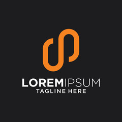 Abstract Orange Geometric Logo Design on Dark Background