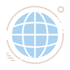 Minimalist Globe Icon, Global Network Concept