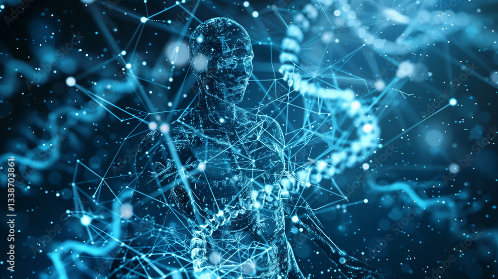 Poster This Visual representation of advanced genetic modifications for extending youth through bioengineering.