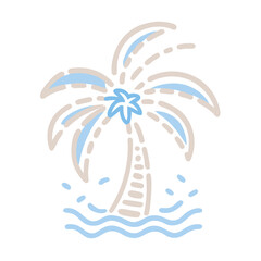 Palm Tree Icon on Beach, Tropical Vacation Symbol