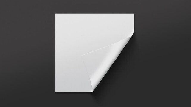 White fabric sheet material folding corner, looped animation