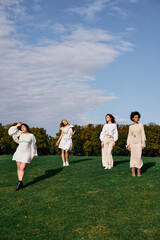 Confidence shines as fashionable women embrace spring outdoors with stylish looks