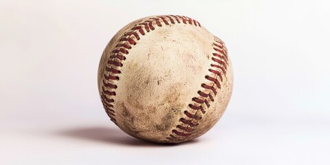 A baseball is sitting on a white background