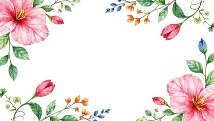 Obraz premium Delicate watercolor floral pattern on white background, blue, wallpaper, fabric