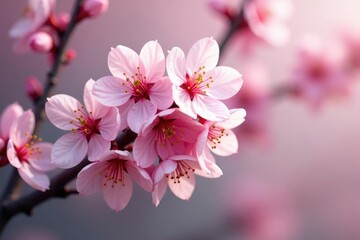 Obraz premium Delicate pink cherry blossoms, intricate branch pattern, spring, floral pattern, pastel