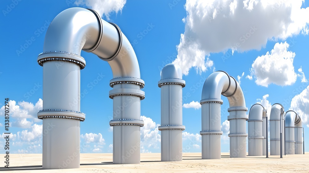 Poster cutting edge 3d rendering of a futuristic ai powered methane gas processing plant surrounded by a cy