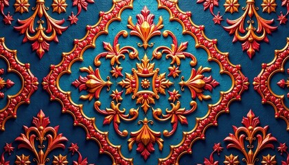 Geometric damask, repeating diamonds and arabesques, damask, contemporary