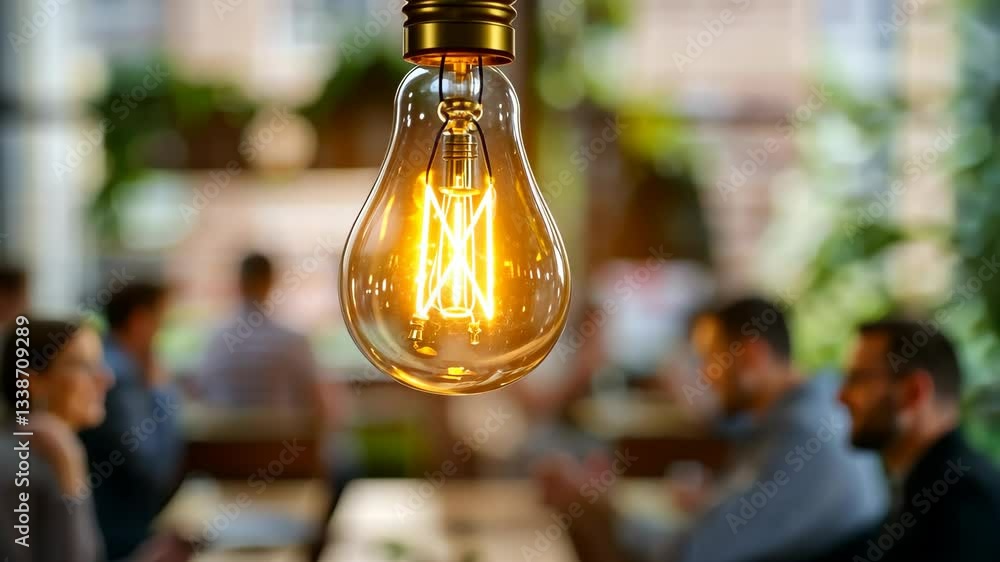 Aufkleber a vintage bulb illuminates a modern office where a diverse team participates in a creative brainstor