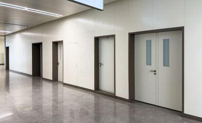 Contemporary Hallway Featuring Multiple Doors and Clean Design