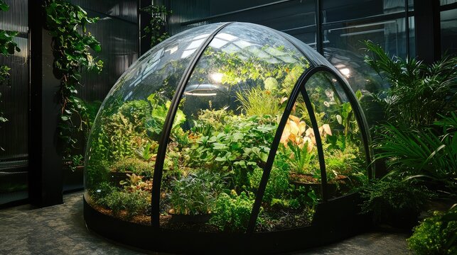 A bio-dome with a completely controlled plant ecosystem