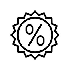 Black and White Percentage Icon Representing Discounts and Promotions