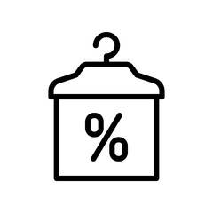 Black and White Icon Representing Discount on Clothes With Percentage Symbol