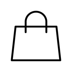 A minimalist black and white illustration symbolizing a shopping bag, ideal for retail and e-commerce themes.
