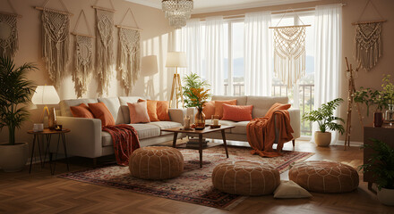 Boho style interior room 