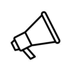 A minimalistic black outline depiction of a megaphone symbolizing communication and announcement concepts.