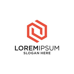 Abstract Red Geometric Hexagon Logo Design