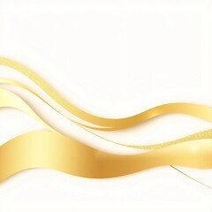 Artistic illustration with abstract waves in gold color on white background