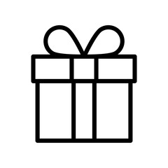 Simple Line Art Illustration of a Gift Box with Ribbon Bow. Symbolizing gift-giving, celebrations, and happiness.