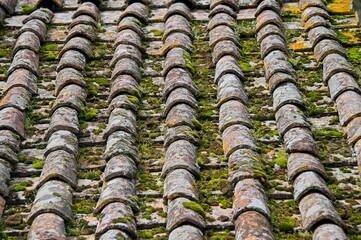 Ancient Roof Tiles on a Building in Perugia Italy