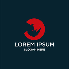 Abstract Rhino Logo Design With Red Circle