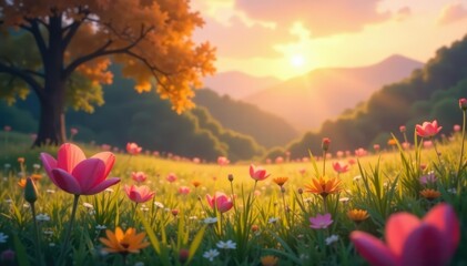 Fototapeta premium Abstract blurred nature scene, perfect for overlay , dreamy, visual